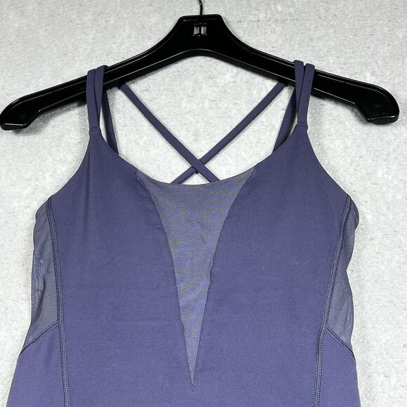 Lululemon Strappy Tank Top Size 8 Deep Purple Lightweight Mesh Sleeveless - Picture 2 of 13